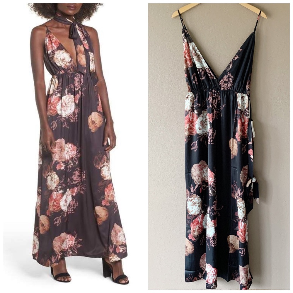 Tularosa | Victorian Floral Tie Neck Maxi Dress
